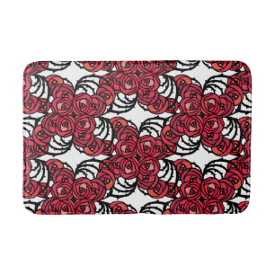 Tapete De Banheiro Art Nouveau Floral, vermelho e rosa preto, design