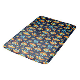 Tapete De Banheiro Art Nouveau laranja e azul Floral