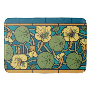 Tapete De Banheiro Art Nouveau Nasturtium Azul Dourado floral Verneui