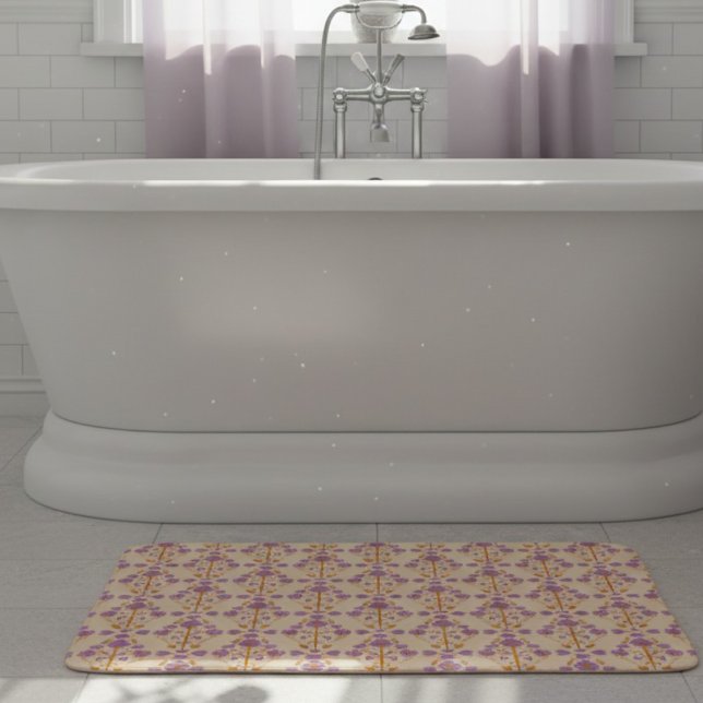 Tapete De Banheiro Art Nouveau Pastel Púrpura Nouveau (A bathroom glow-up that starts with the floor. Soft pastel colors & hand drawn pattern.)