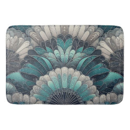 Tapete De Banheiro Art Nouveau Ventiladores Azuis e Prateados