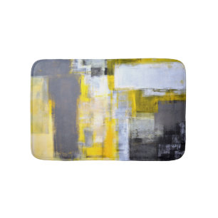 Tapete De Banheiro Arte abstracta cinzenta e amarela "ocupada,