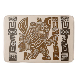 Tapete De Banheiro Arte Antiga Tribal do Guerreiro de Águia Asteca