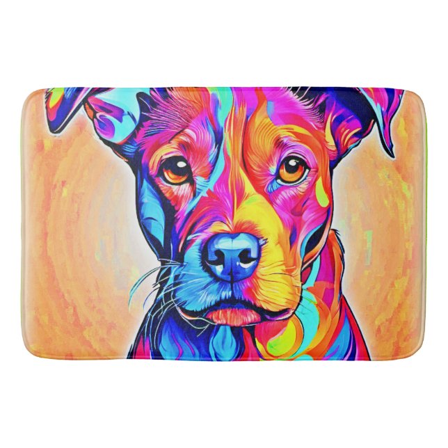 Tapete De Banheiro Arte Canina Vibrante: Pintura Colorida (Frente)