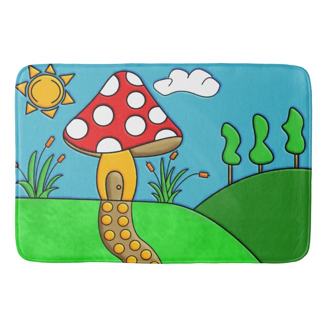 Tapete De Banheiro Arte Caprichosa de Fungos da Floresta (Frente)