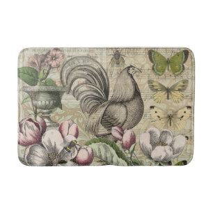 Tapete De Banheiro Arte da Flor do Jardim Rooster