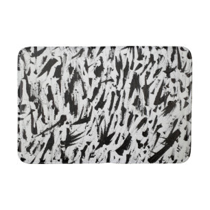 Tapete De Banheiro Arte de Brushstrokes Abstrato preto e branco