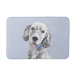 Tapete De Banheiro Arte de Cão de Pintura de Belton, Setter Azul