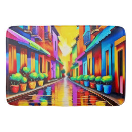 Tapete De Banheiro Arte de Cena de Rua Colorida