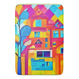 Tapete De Banheiro Arte de Dreamscape de Cityscape Vibrante