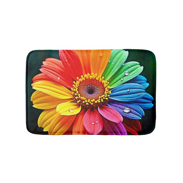 Tapete De Banheiro Arte de Flor Pétala Arco-íris (frente)