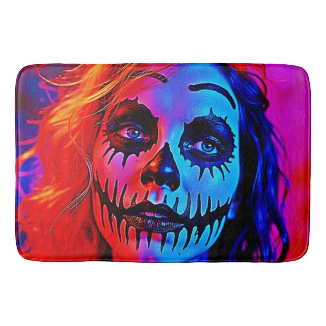 Tapete De Banheiro Arte de Makeup do Halloween Vibrant (Frente)