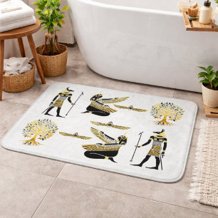 Tapete De Banheiro Arte de Padrão de Mitologia Egípcia Ouro Preto