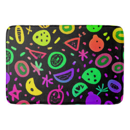 Tapete De Banheiro Arte de Padrão de Neon Fruta Vibrante