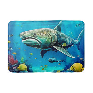 Tapete De Banheiro Arte de Predador Oceânico Tubarão