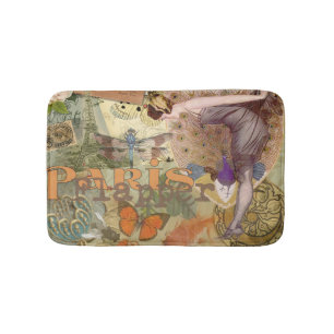 Tapete De Banheiro Arte Deco Colagem de Pavão Flapper Paris Antigo