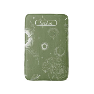 Tapete De Banheiro Arte Elegante em Forma Verde Orgânica para Present