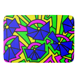 Tapete De Banheiro Arte Floral Azul Rabiscado