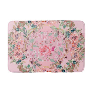 Tapete De Banheiro Arte Floral, Ferida Floral Rosa