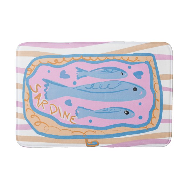 Tapete De Banheiro Arte Fofa de Sardinha (Frente)