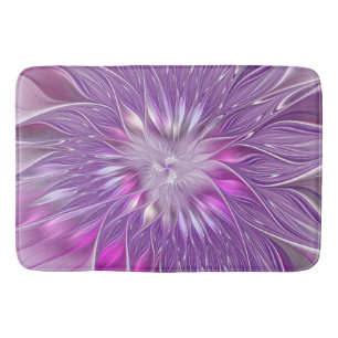 Tapete De Banheiro Arte fractal abstrata da paixão da flor roxa rosa