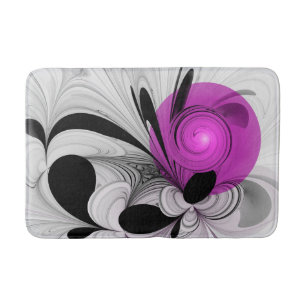 Tapete De Banheiro Arte Fractal Abstrata Preta Cinza Com Magenta