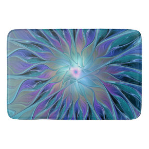 Tapete De Banheiro Arte Fractal Abstrato de Sonho Roxo Azul