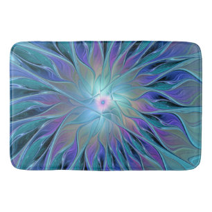 Tapete De Banheiro Arte Fractal Abstrato de Sonho Roxo Azul