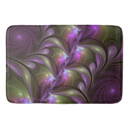 Tapete De Banheiro Arte Fractal de Khaki, Abstrato violeta e colorida