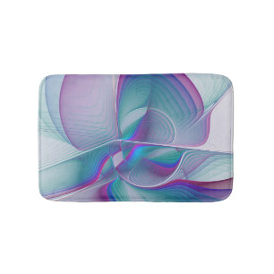 Tapete De Banheiro Arte Fractal de Turquesa Azul Cor-de-Rosa Moderna