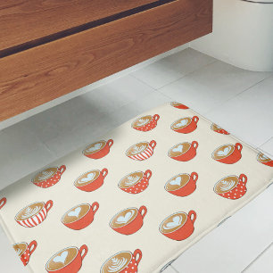 Tapete De Banheiro Arte Látea no Padrão Vermelho de Lágrimas de Café