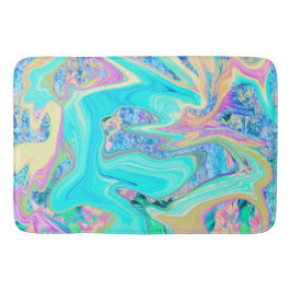 Tapete De Banheiro Arte Líquida Azul Retro Aqua em Hortênsias Abstrat