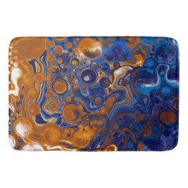 Tapete De Banheiro Arte Moderna Abstrato de Azul e Cobre