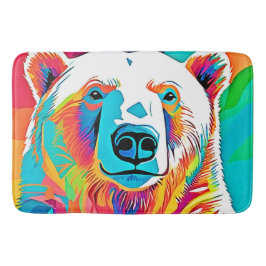 Tapete De Banheiro Arte Vibrante de Cabeça de Urso