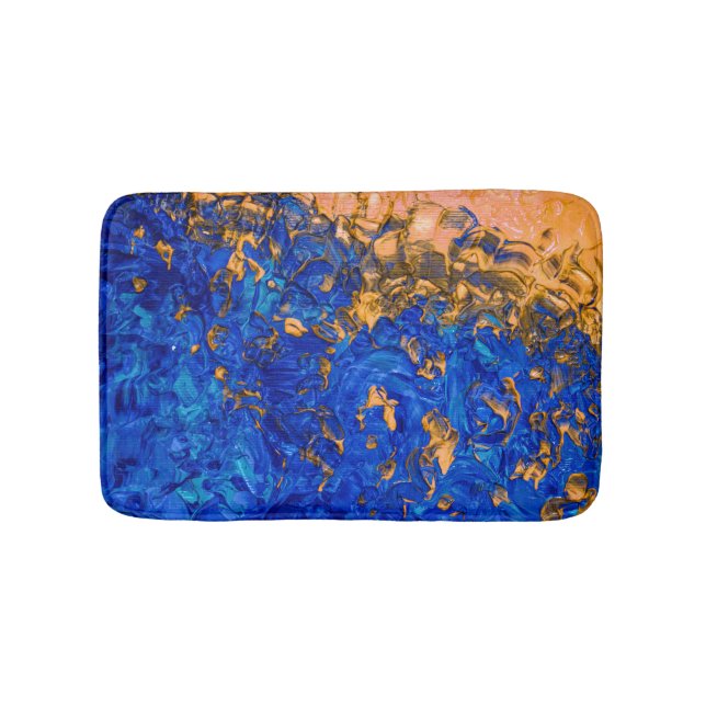Tapete De Banheiro Artsy Cobalt Blue Ouro Yellow Acrylic Painting (frente)