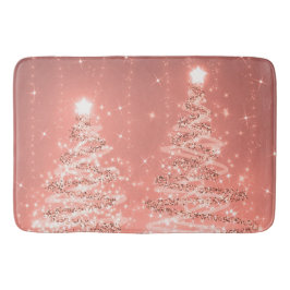 Tapete De Banheiro Árvores espumantes de Natal Festivo, Rosa Dourado 