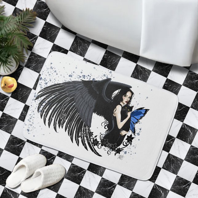 Tapete De Banheiro Asas de Anjo Gótico Gata Preta Fada Azul (Criador carregado)