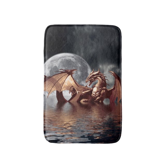 Tapete De Banheiro Ascensão Dragão e Lua Fantasia Art Bath Mats (Frente Vertical)