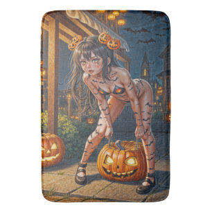 Tapete De Banheiro Assassino de balas de Halloween e Vixen pintado pe