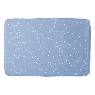 Tapete De Banheiro Astrologia Azul Pastel Estrelas Constelação Branco