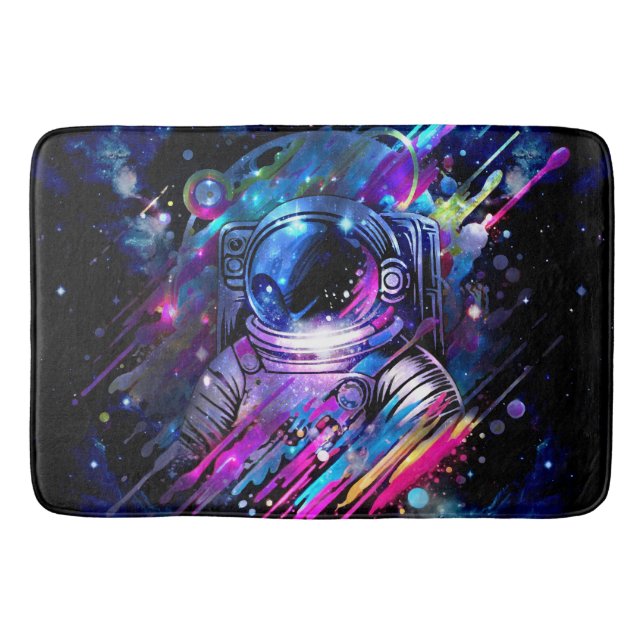 Tapete De Banheiro Astronauta de Espaço Estrelado de Abertura de Cor (Frente)