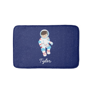 Tapete De Banheiro Astronauta do cabelo de Brown no espaço