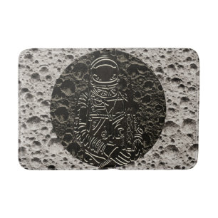 Tapete De Banheiro Astronauta na Lua Espaço Preto & Cinza