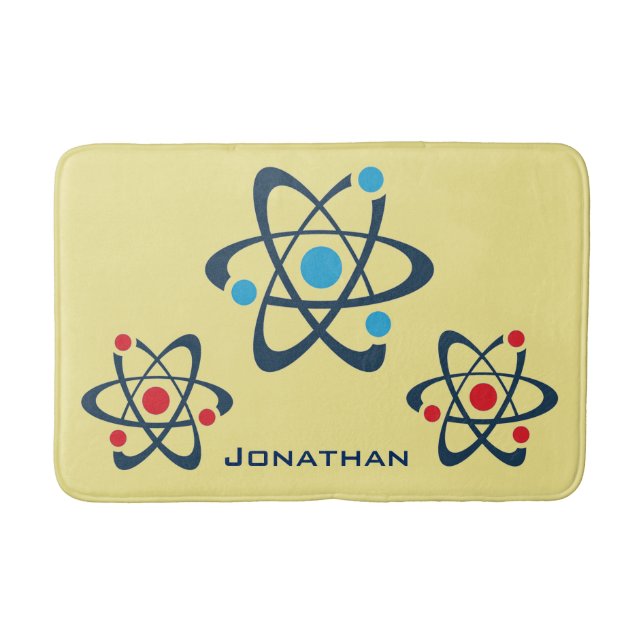Tapete De Banheiro Átomos vermelhos e azuis - Design de Bath Mat (Frente)