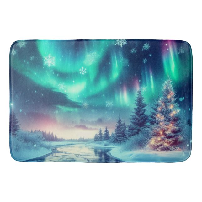 Tapete De Banheiro aurora borealis/Natal/Inverno (Frente)