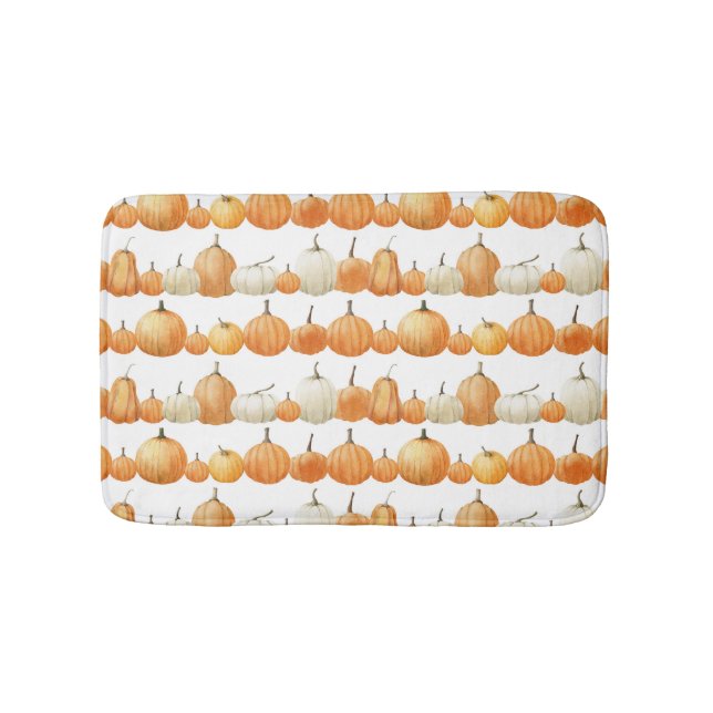 Tapete De Banheiro Autumn Pumpkin: Padrão de Ilustração de Aquarelas (frente)