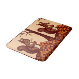 Tapete De Banheiro 🐿️ Autumn Squirrel Bath Mat - Bathroom Floor Deco