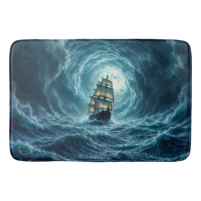 Tapete De Banheiro Aventura das ondas de lua de tempestade épica (Frente)