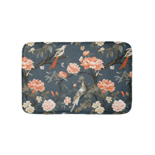 Tapete De Banheiro Aves Vintage e Banheiras Florais
