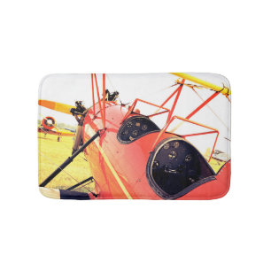 Tapete De Banheiro Avião Vermelho de Avião Antiquado
